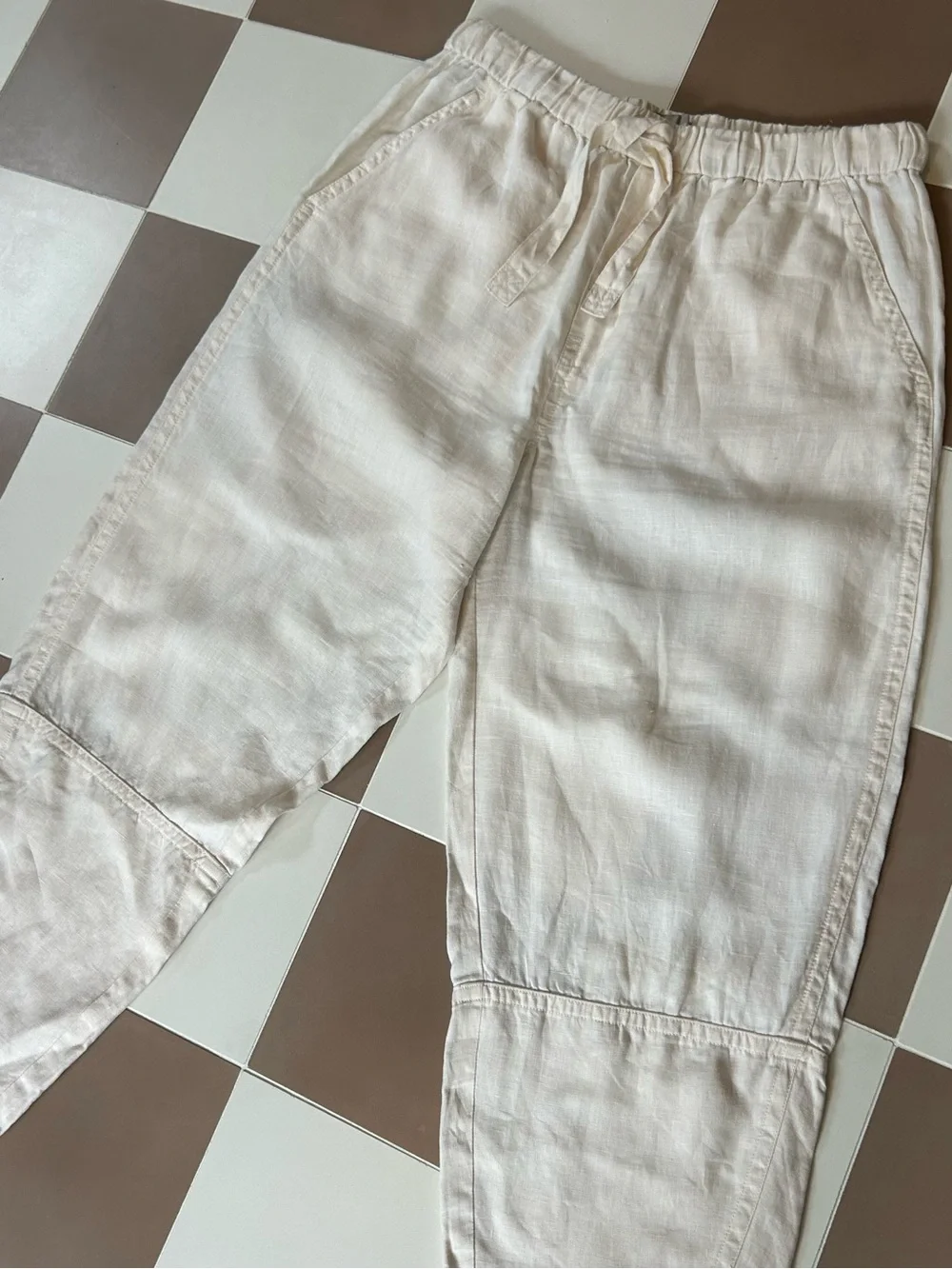 Everlane The Linen Pull-On Barrel Pant Natural Linen Size L